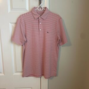 Vineyard Vines Red and White Striped Polo Shirt